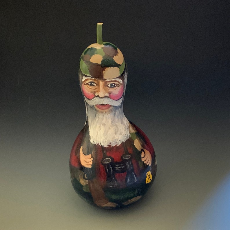 Hand Painted Santa Gourd Art image 1