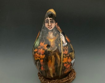 Autumn Queen Hand Painted Gourd Art