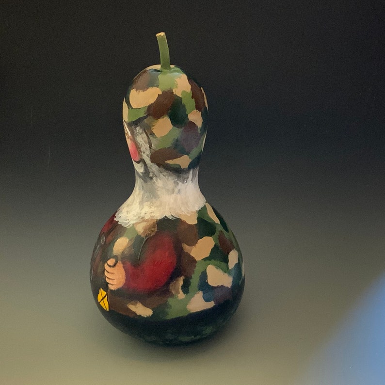 Hand Painted Santa Gourd Art image 2