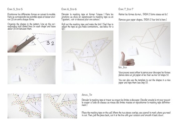 Diy Patron Oiseau Origami En Masking Tape