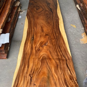 Solid Wood Slab Dining Tabletop – Live Edge Natural Hardwood Table Top – Handmade Wooden Desk Surface – Rustic Farmhouse Furniture