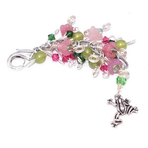 Antique Silver Frog Zipper Pull, Purse Charm, Keychain Fob, 4.13 inches long