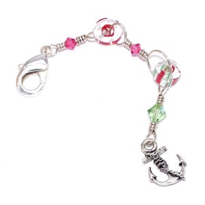 Silver Anchor Zipper Pull, Clip on Purse Charm, Keychain Fob
