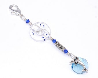 Dolphin Shell Zipper Pull, Nautical Purse Charm, Planner Dangle, Keychain Fob, 4.38 inches long