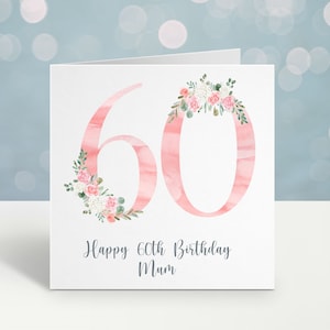 Happy 60th Birthday Card | Personalised Card | Personalised 60th Card | 60th Birthday | Floral Birthday Card