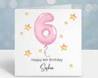 Personalised 6th Birthday Card | Custom Name Card | Childrens Birthday Card