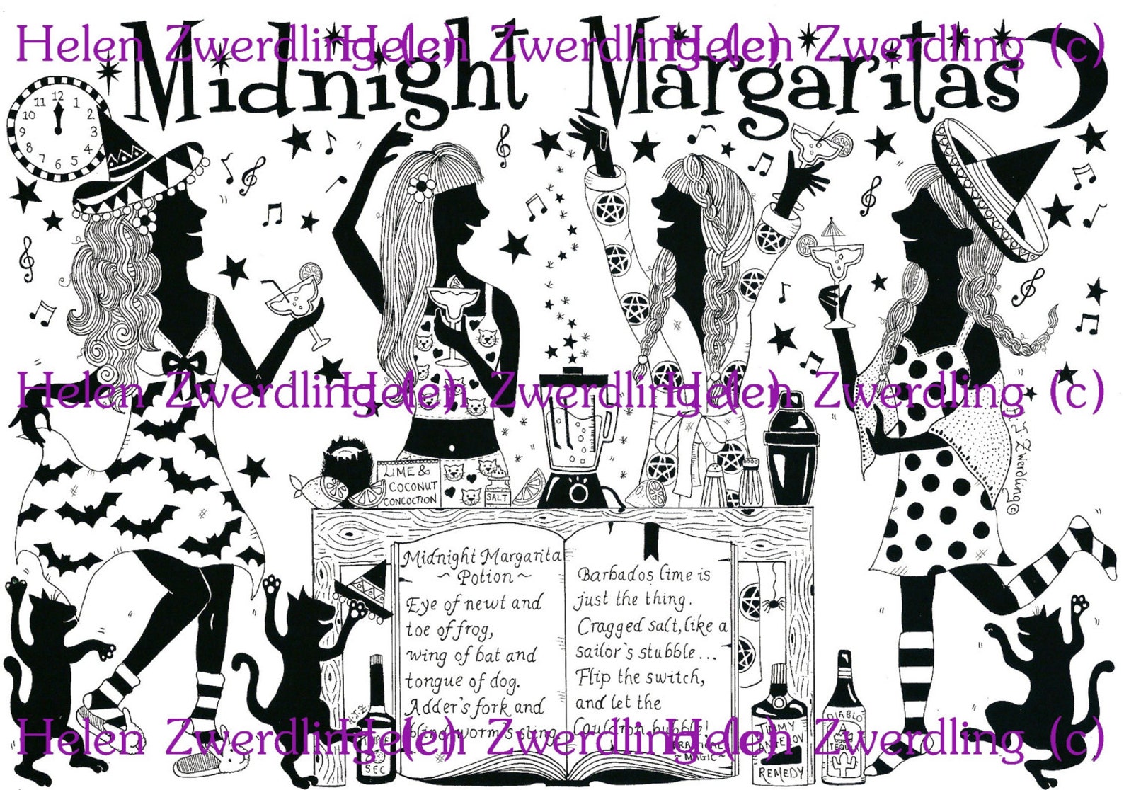 Midnight Margaritas Women's Sweatshirt - Practical Magic Inspired Wide Neck Fall Sweater