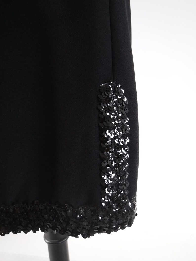 1960s \u2018Kitty Copeland\u2019 Black Tunic Evening Dress with Sequin Detail 60s Cocktail Dress Vintage Party Dress SIZE UK 14
