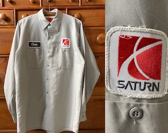 SIZE L 46” Chest / 1980s ‘Chris at Saturn’ American Garage Men’s Shirt