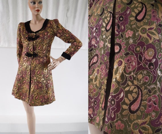 1960s Perdita Pink & Gold Paisley Metallic Brocade