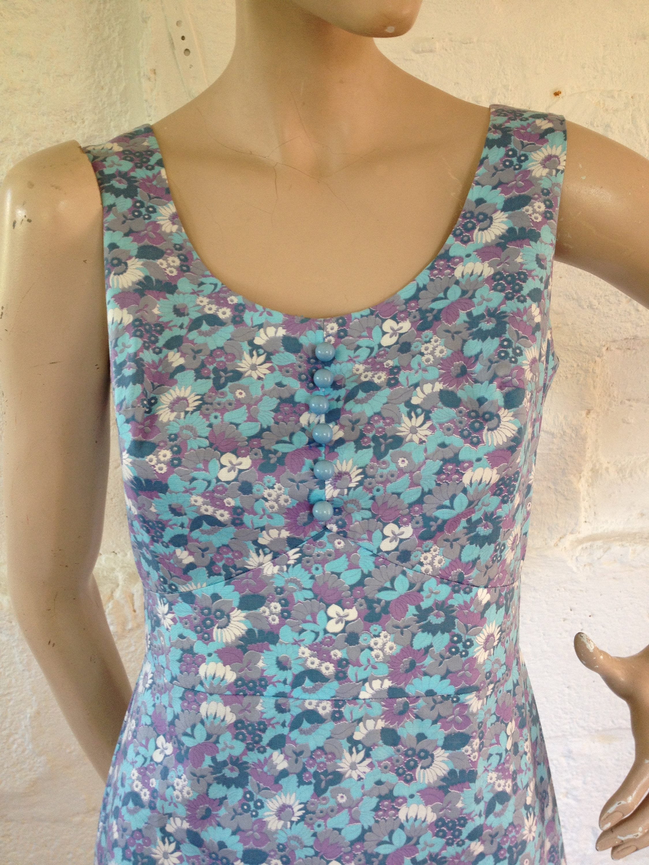1960s dandi by Berkertex Blue & Lilac Flower Print Mod Dress - Etsy