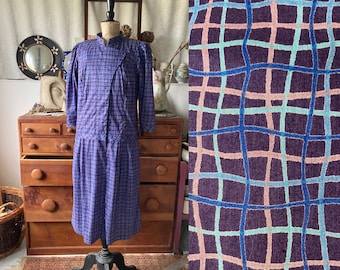 SIZE 14 / 1980s ‘Hotspur’ Liberty Print Relaxed Style Drop Waist Dress with A-Symmetric Detail