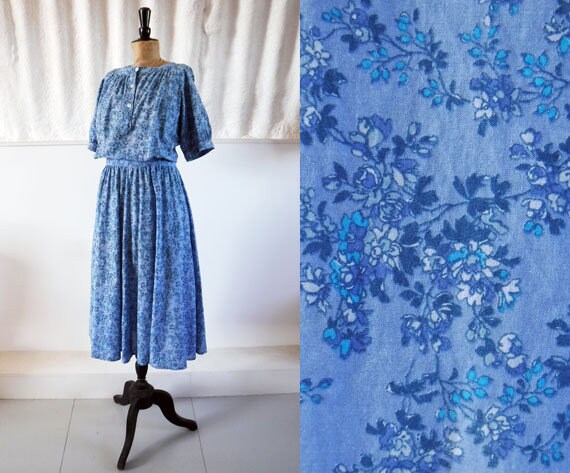 1970s ‘Laura Ashley’ Made in Carno Wales Cornflowe