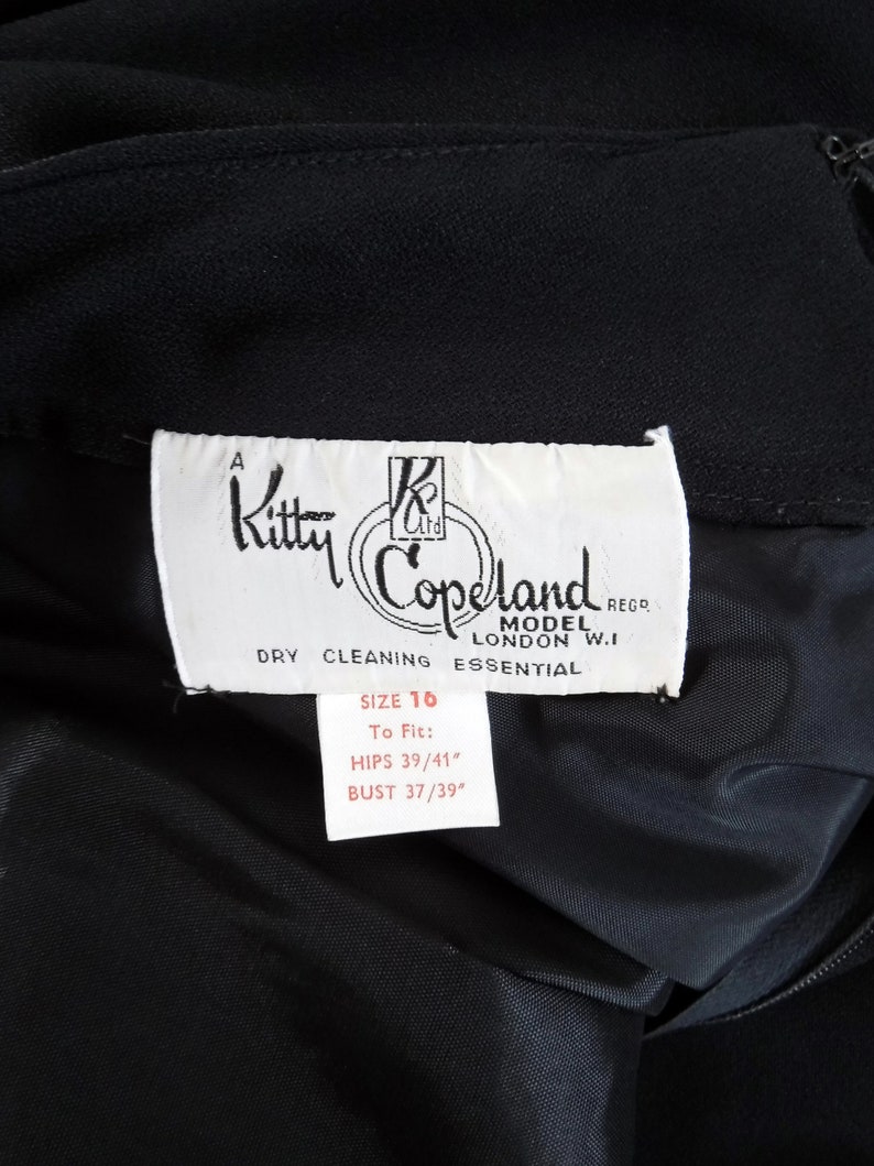1960s \u2018Kitty Copeland\u2019 Black Tunic Evening Dress with Sequin Detail 60s Cocktail Dress Vintage Party Dress SIZE UK 14