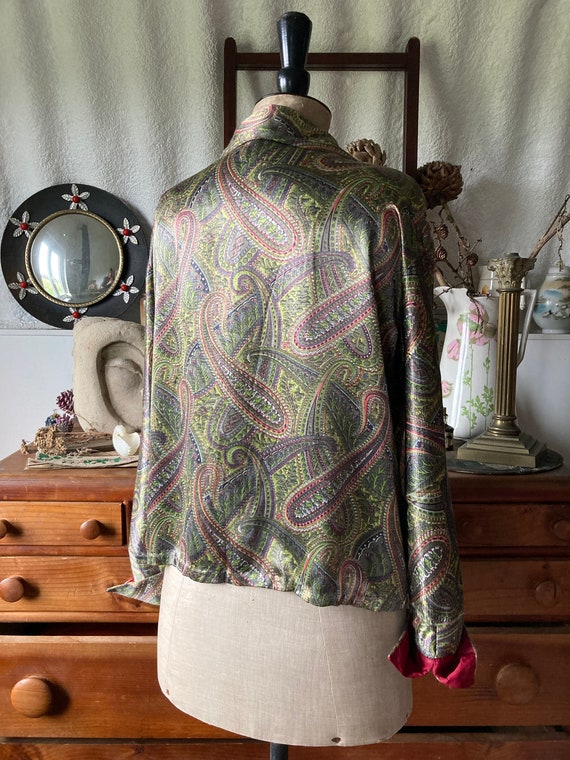 SIZE S-M / 1920s-30s Mia Green & Pink Paisley Pri… - image 8