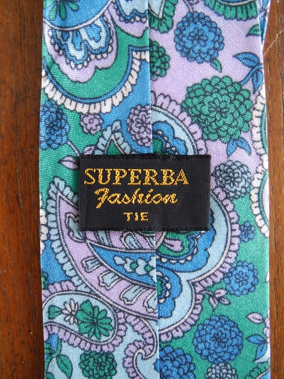 1960s ‘Superba’ Pink & Pale Blue Paisley Print Mo… - image 7