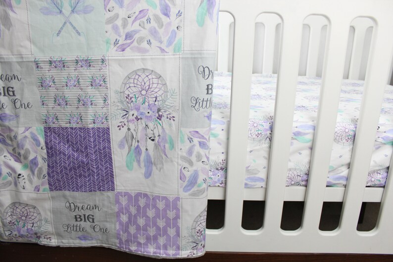 Dream Big And Dreamcatcher Baby Girl Crib Bedding Blanket Sheet 2 Piece - Lavender Baby Girl Crib Bedding Dream Big And Dreamcatcher Baby Girl Crib Bedding Blanket Sheet 2 Piece - Lavender Baby Girl Crib Bedding