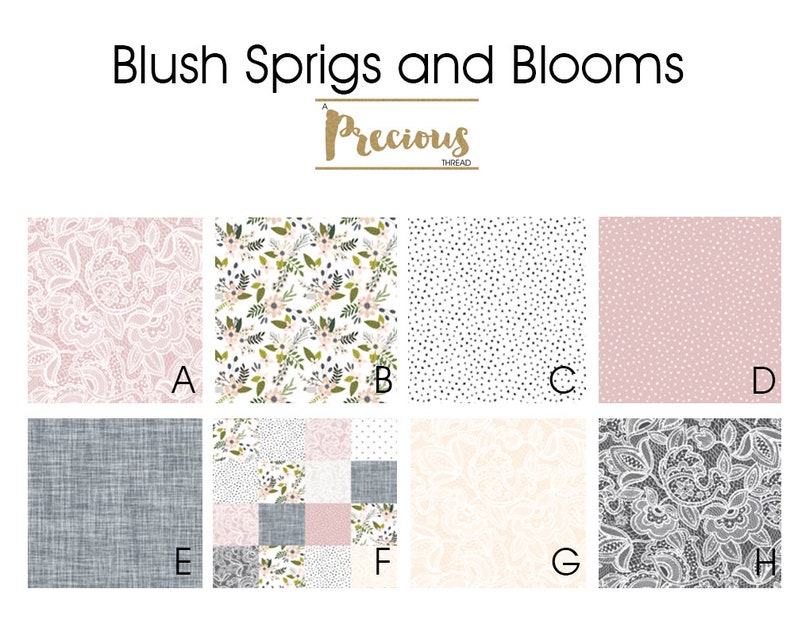 Blush Floral Nursery Bedding Blush And Grey Linen Lace Etsy
