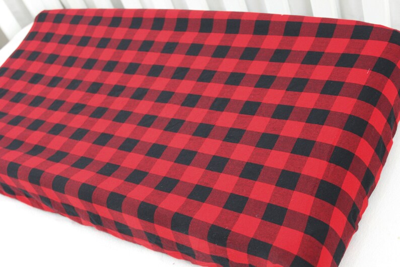 red and black buffalo plaid crib sheet