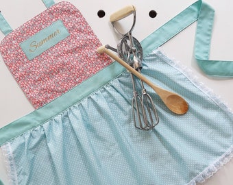 Floral Apron | Kids Apron | Aprons for Girls | Pretty Apron | Girls Apron | Personalised Apron | Toddler Apron | Kids Personalized Apron