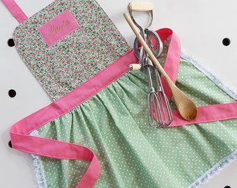 Floral Apron | Kids Apron | Children's Apron | Aprons for Kids | Girls Apron | Personalised Apron | Toddler Apron | Kids Personalized Apron