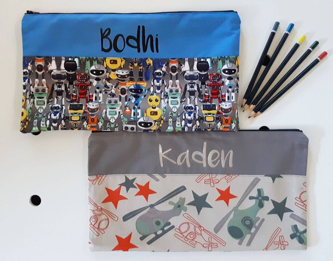 Robot Pencil Case Personalised Pencil Case Kids Pencil Etsy Australia