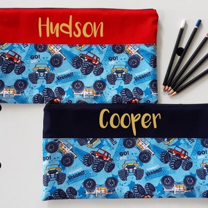 Monster Truck Pencil Case | Personalised Pencil Case | Kids Pencil Case | Truck Pencil Case | Monster Truck Gift | Large Pencil Case