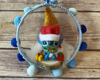 Adorno de bola abierta de puntada grande, regalo navideño de Disney, gorro de Papá Noel en 3D