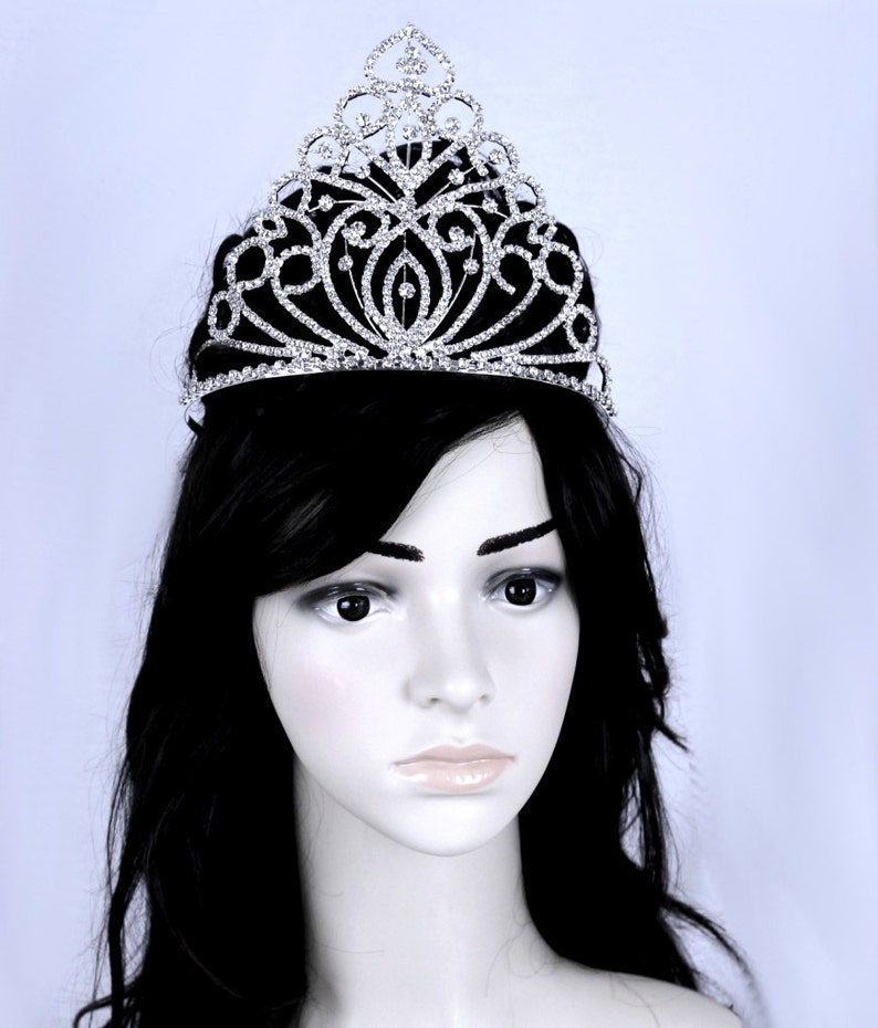 2158 Exquisite Rhinestones Wedding Bridal Pageant Queen Large Tiara Crown