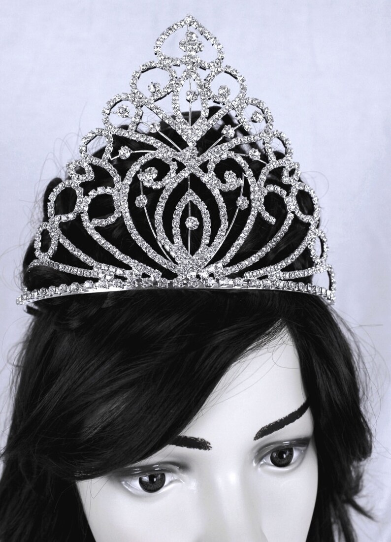 2158 Exquisite Rhinestones Wedding Bridal Pageant Queen Large Tiara Crown