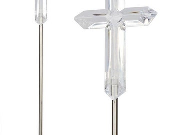 2 Set Cross Clear Acrylic Solar Garden Yard Patio Lawn Stick Stake Light