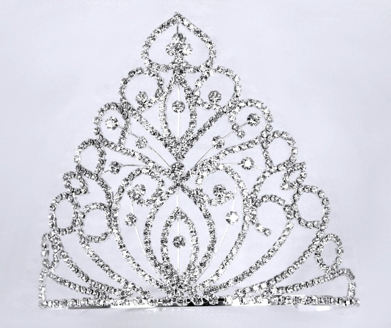 2158 Exquisite Rhinestones Wedding Bridal Pageant Queen Large Tiara Crown