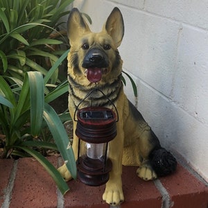 Garden Decorative German Shepherd Dog Lantern Garden LED Solar