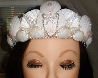 Starfish Shell Bride Tiara, Mermaid Crown, Under the Sea Party Costume, Photoshoot Head Piece, Cosplay Mermaid Tiara, Beach Bride Crown