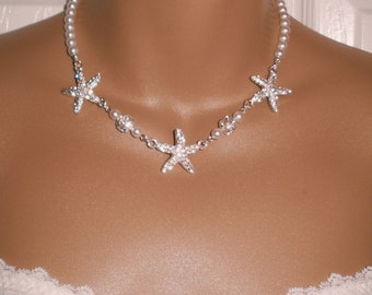 Collier de mariée étoile de mer, mariage de destination, bijoux de mariée de plage, mariage à thème sous la mer, colliers de mariée, bijoux de mariée sur le thème de l’océan