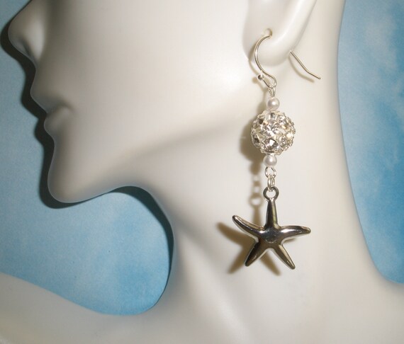Crystal Starfish Earrings Destination Wedding Bride Etsy