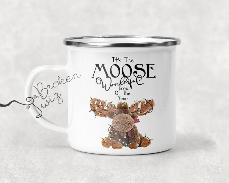 Moose Wonderful Time Of The Year Enamel Camp Mug Left Handed