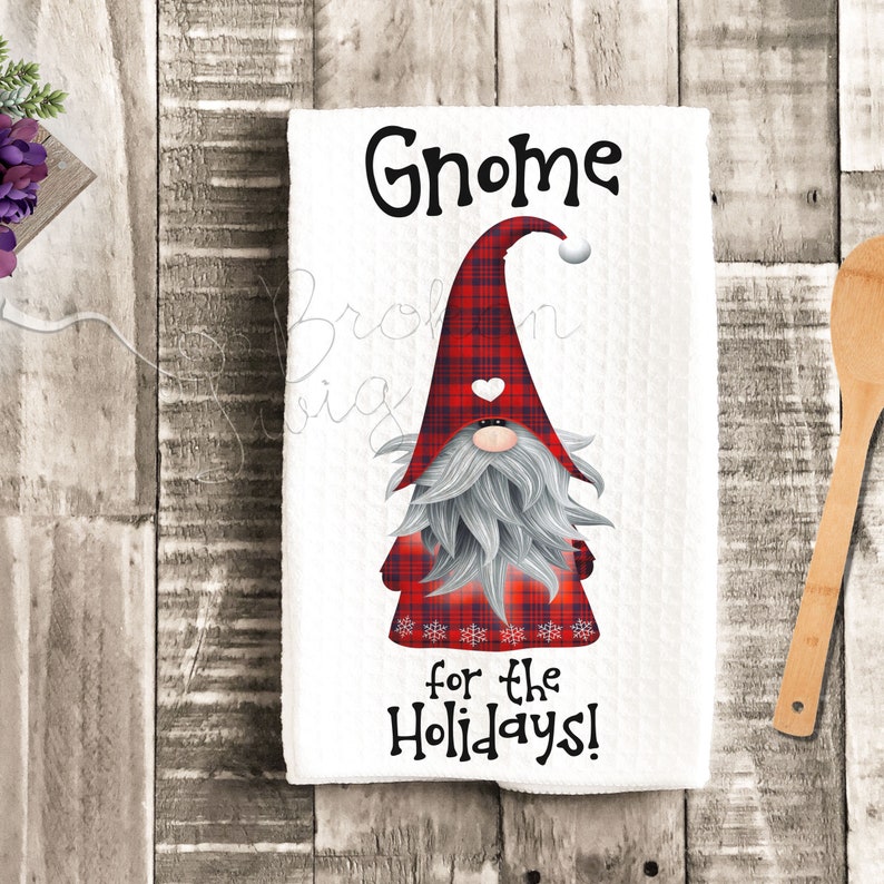 Kitchen Towel Gnome For The Holidays Kitchen Waffle Towel image 1