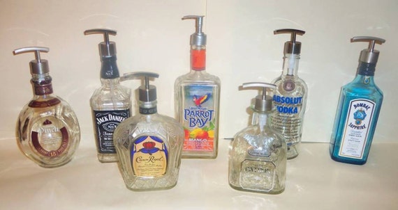 Upcycled Whiskey Tequila Beer Bottle Decorative Soap Pump Lotion Dispenser Unique Gift