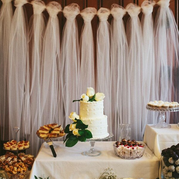 White Tulle Backdrop Curtains -Wedding backdrop - Bridal Shower Backdrop - Birthday Backdrop