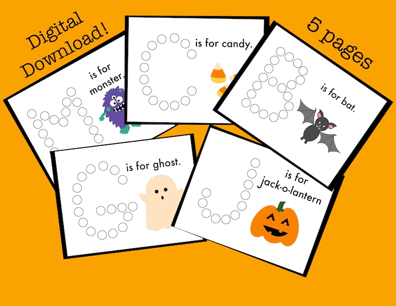 Halloween Dot Marker Letter Pages Digital Download Etsy Halloween Dot Marker Letter Pages Digital Download Etsy