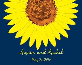 Sunflower Guest Book Alternatives/ Bridal Shower Guest Book/Flower Guest Book/Personalized Wedding Poster-20x24-Approx. 80 Signatures