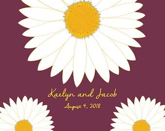 Daisy / Wedding Guest Book Alternatives /Bridal Shower Guest Book/Flower Guest Book/Personalized Wedding Poster-24x36-Approx. 180 Sig