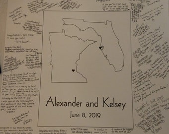 Alternative Wedding Guest Book Poster with Two States - Unframed - 20" x 24" or 24" x 36"- Guest Book Poster Print - 50-100 - 150-200 Sigs