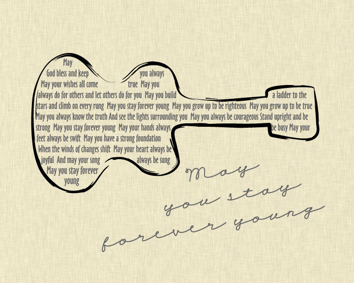 Bob Dylan Forever Young Lyrics/ Guitar/ Linen Background/ - Etsy