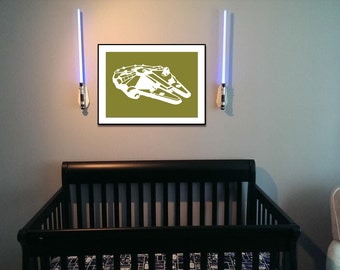 Star Wars Millennium Falcon Silhouette for Nursery/Boys Room - 20x24