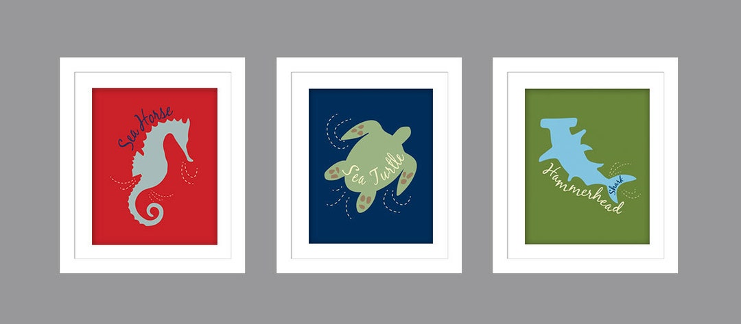 Sea Animals Sea Horse, Sea Turtle, Hammerhead Shark/beach House/cottage ...