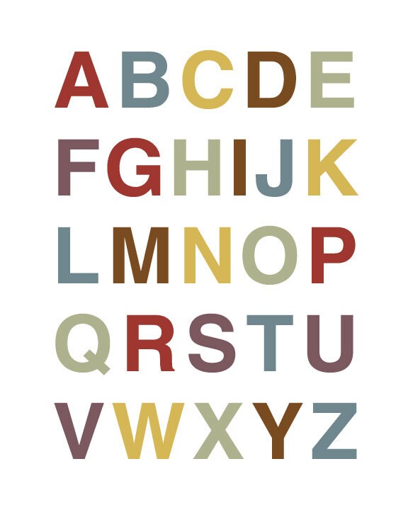 Set of Two - Retro Vintage Color Alphabet With Monogram Letter
