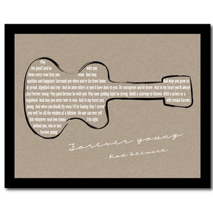 Rod Stewart Forever Young Lyrics/ Guitar/ Taupe Linen Background/ Forever Young Nursery/ Retro ...