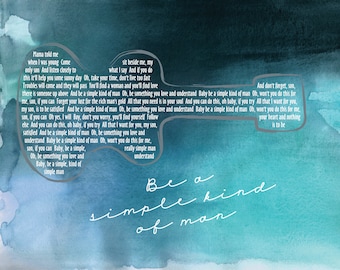 Lynyrd Skynyrd Simple Man Full Lyrics /Man Cave /Rainbow Watercolor /Lyrical Art/ Retro Art/ Guitar art - 8x10 +